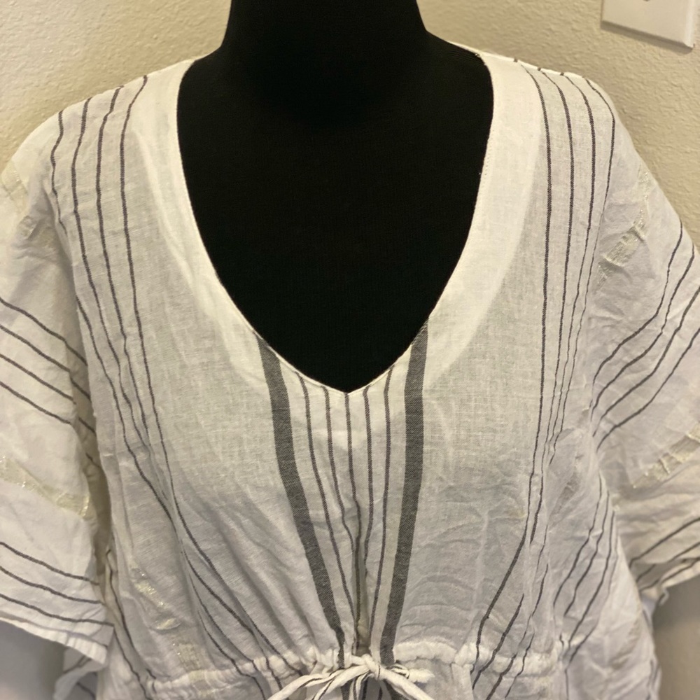 2 FOR $20 Lascana White Tunic Coverup Fringe Metallic Size 8 10 M - Picture 3 of 6